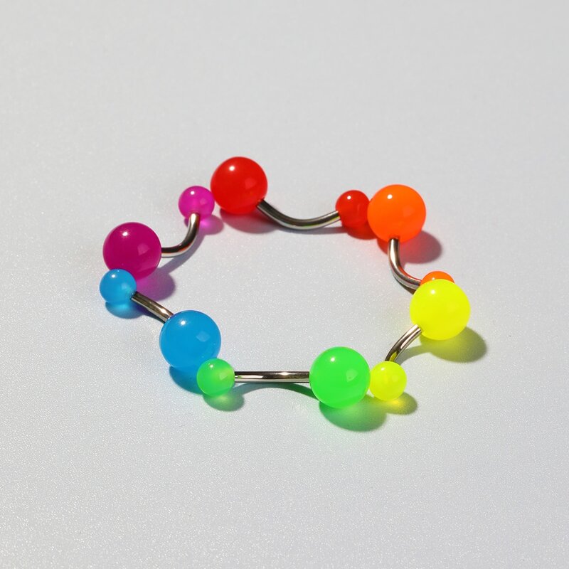 

6pcs Neon Ball Belly Ring, Multicolor