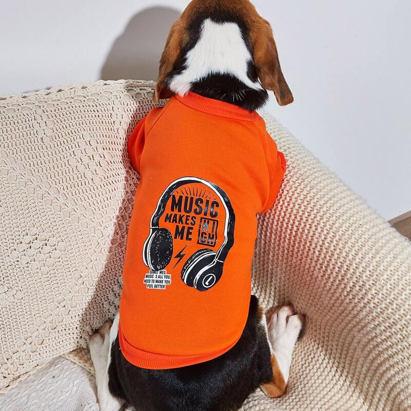 

Headphone Pattern Pet Sweatshirt, Orange