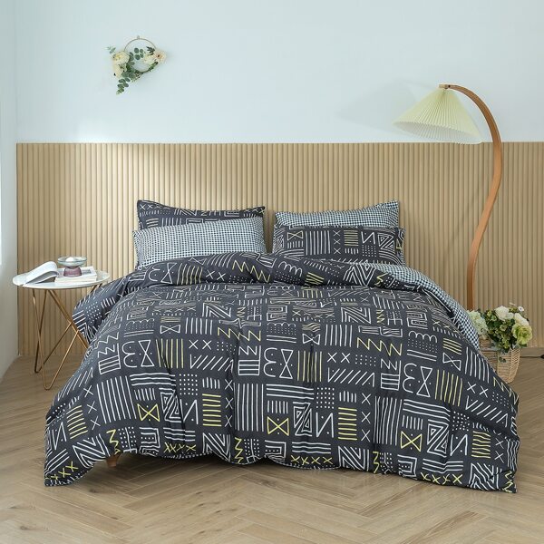 

Graphic Print Bedding Set Without Filler, Multicolor
