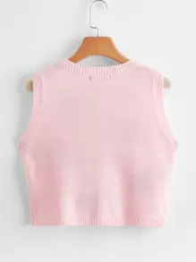 Strawberry Pattern Sweater Vest - Baby Pink - View 2