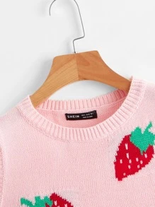 Strawberry Pattern Sweater Vest - Baby Pink - View 3