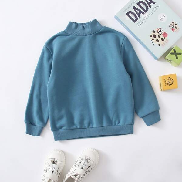 

Toddler Boys Mock Neck Pullover, Dusty blue
