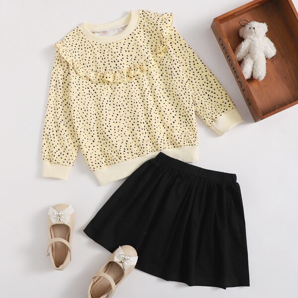 

Toddler Girls Ruffle Trim Sweatshirt & Skirt, Multicolor