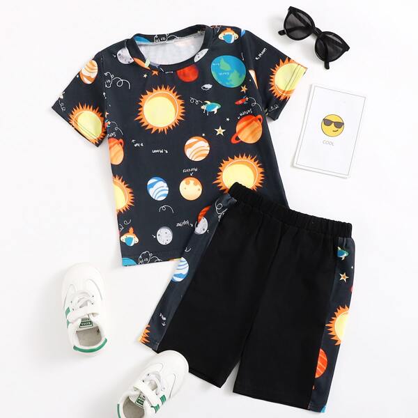 

Toddler Boys Cartoon Graphic Tee & Shorts, Multicolor