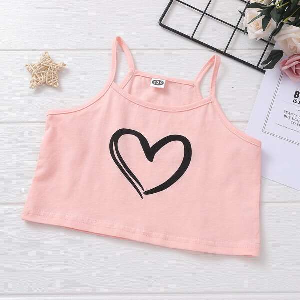 

Toddler Girls Heart Print Cami Top With Shorts, Multicolor