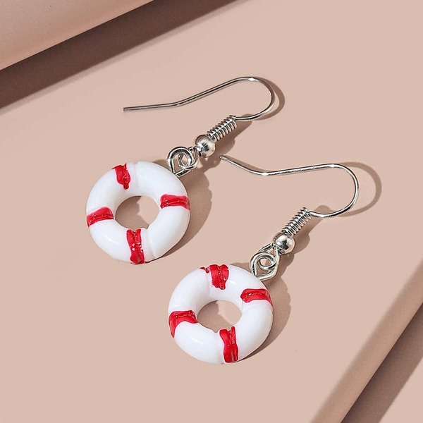 

Life Ring Buoy Charm Drop Earrings, Multicolor