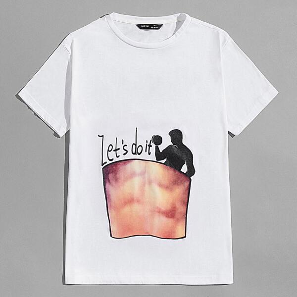 

Мужская футболка с надписью и портретом, Белый