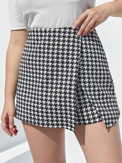 تنورة بنقش مسنن وبخصر عالي مقاس كبير