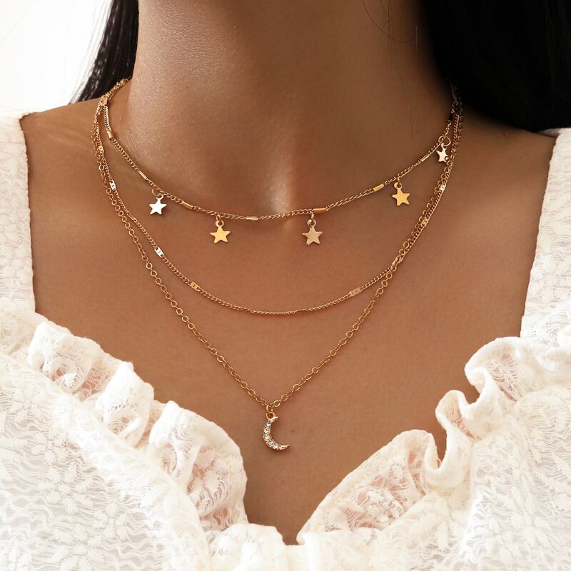 

Star & Moon Layered Necklace, Gold
