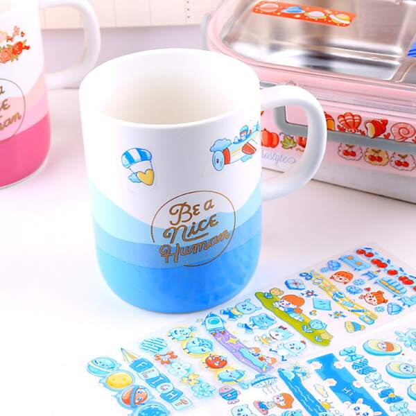 

1sheet Cartoon Graphic Random Sticker, Multicolor