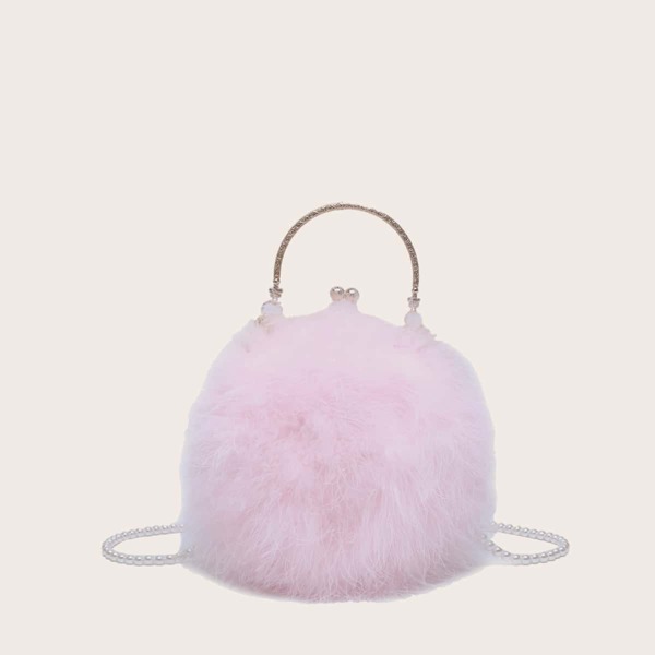 

Kiss Lock Fluffy Clutch Bag, Pink