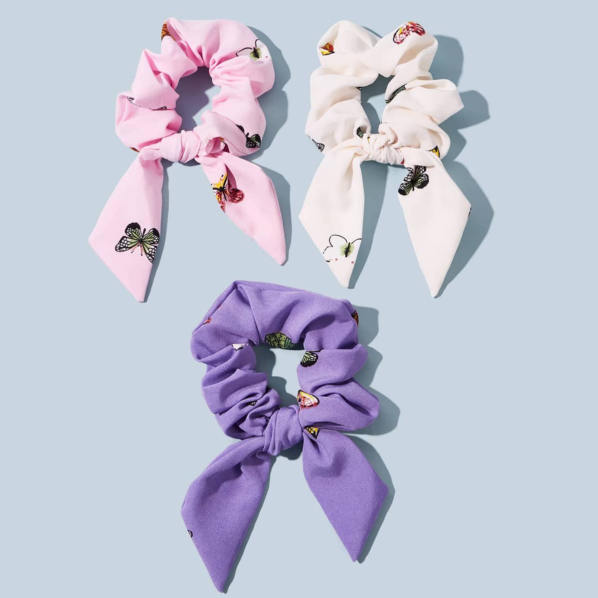 

3pcs Butterfly Pattern Knot Scrunchie, Multicolor