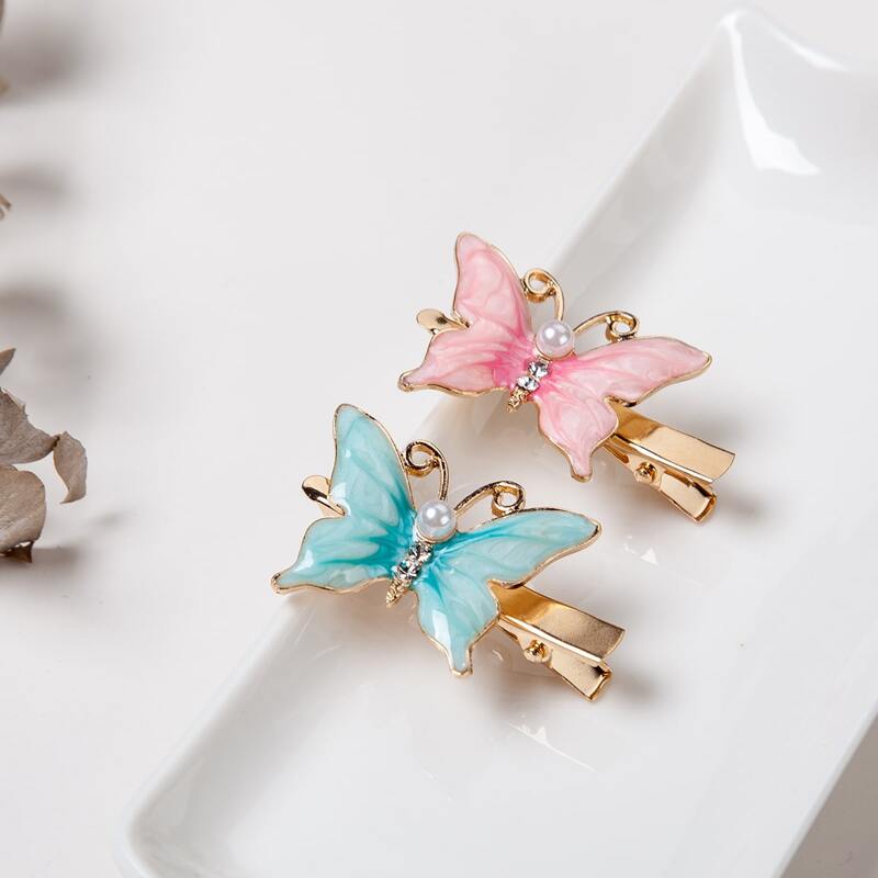 

2pcs Colorful Butterfly Hair Clip, Multicolor