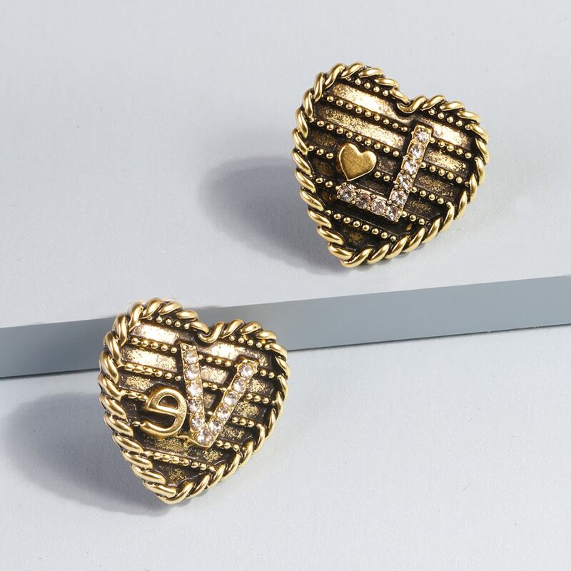

Engraved Heart Stud Earrings, Bronze