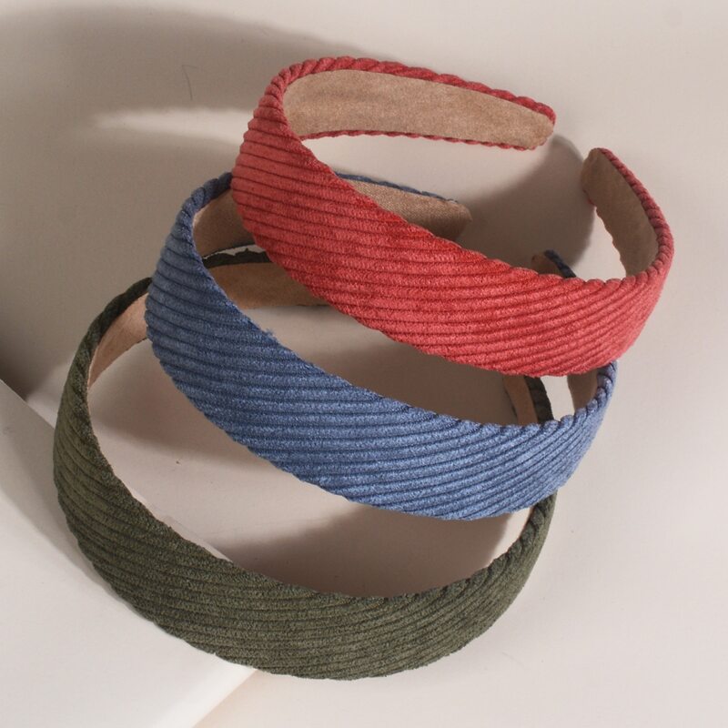 

3pcs Plain Corduroy Headband, Multicolor