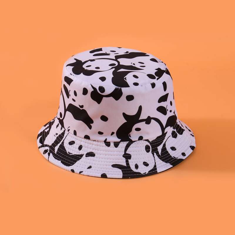 

Panda Pattern Bucket Hat, Black and white