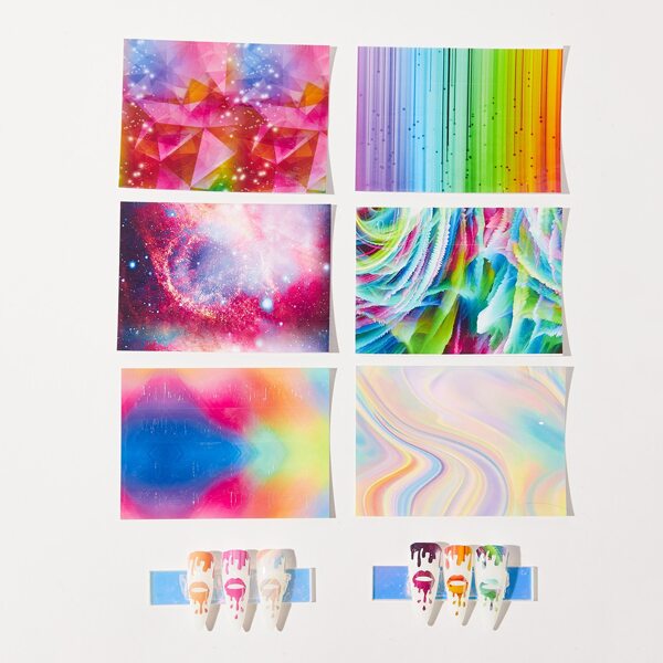 

6sheets Nail Art Sticker, Multicolor