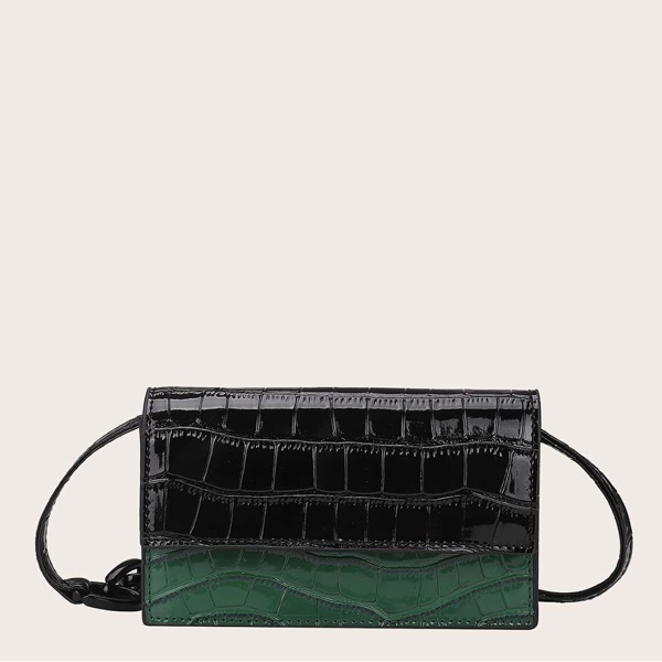 

Croc Embossed Flap Crossbody Bag, Green
