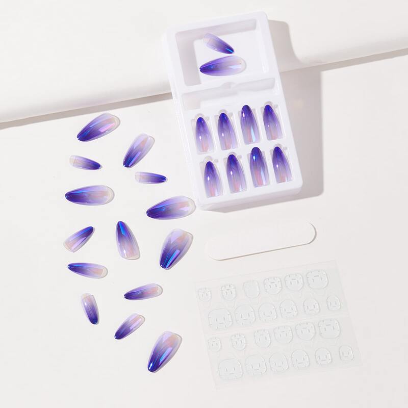 

24pcs Ombre Fake Nail & & 1sheet Tape & 1pc Nail File, Purple