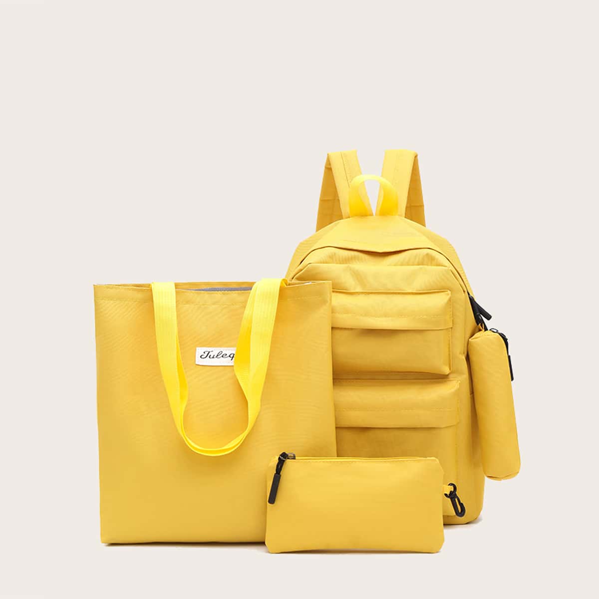 

4pcs Pocket Front Backpack Set, Yellow