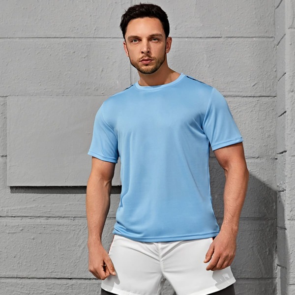 

Men Solid Long Sleeve Sports Tee, Baby blue