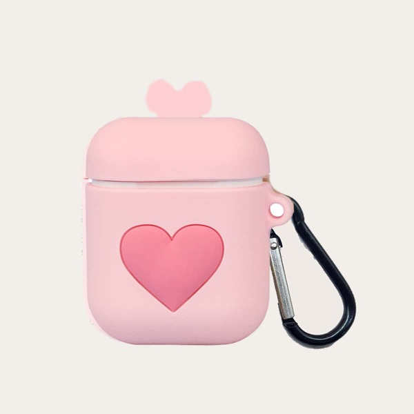 

Heart Pattern AirPods Case, Pink