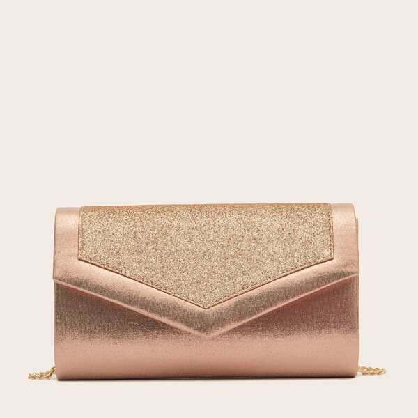 

Glitter Decor Clutch Bag, Champagne