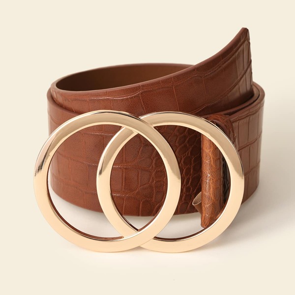 

Double O-ring Buckle Belt, Brown
