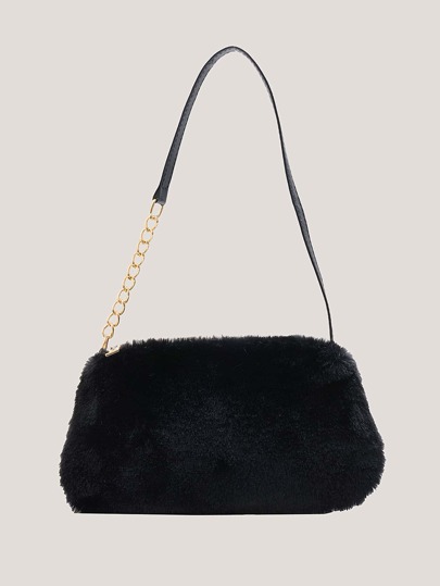 Solid Fluffy Shoulder Bag
