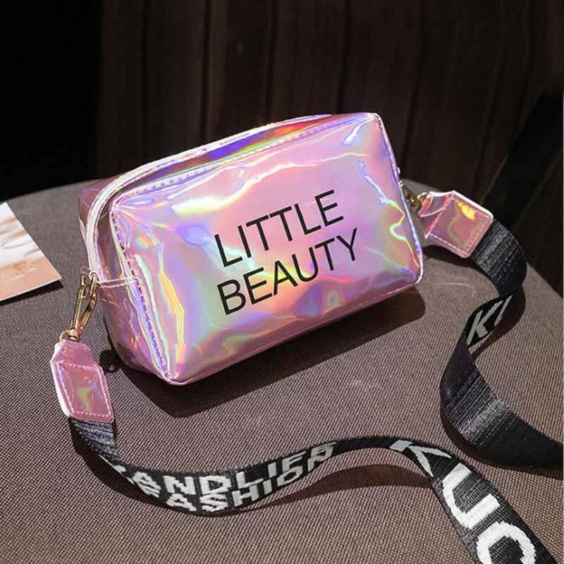 

Letter Graphic Holographic Crossbody Bag, Multicolor
