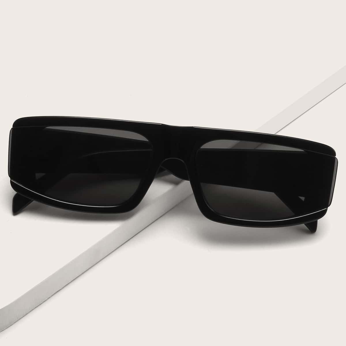

Rectangle Flat Lens Sunglasses, Black