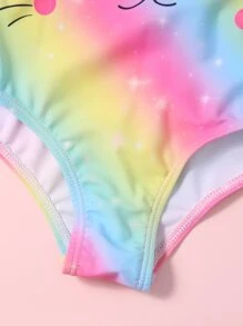 小女童卡通荷葉邊連身泳裝 - 粉色 - 查看 5