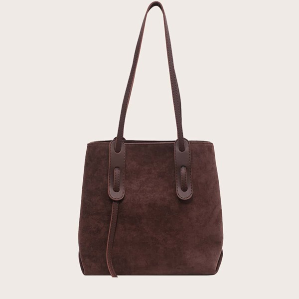 

Minimalist Shoulder Tote Bag, Coffee brown