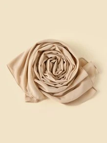 1pc Ladies' Pearl Decor Chiffon Soft Scarf With Gold Foil Print, Suitable For Headscarf For Casual Wear - Khaki - View 2