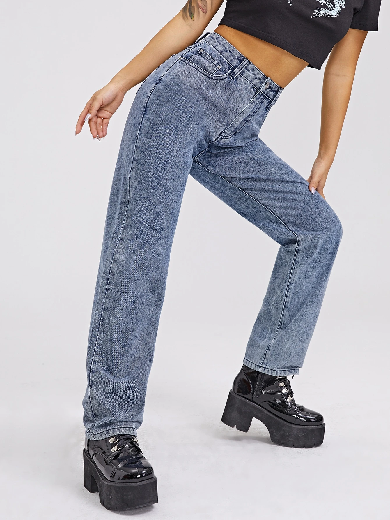 high waisted straight leg jeans cheap