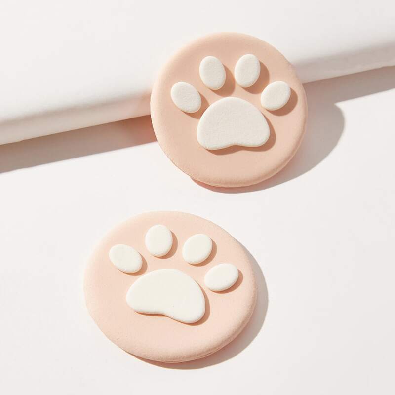 

2pcs Cat Claw Pattern Makeup Puff, Pink