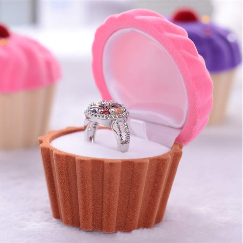 

1pc Cake Cup Shape Gift Ring Box, Multicolor