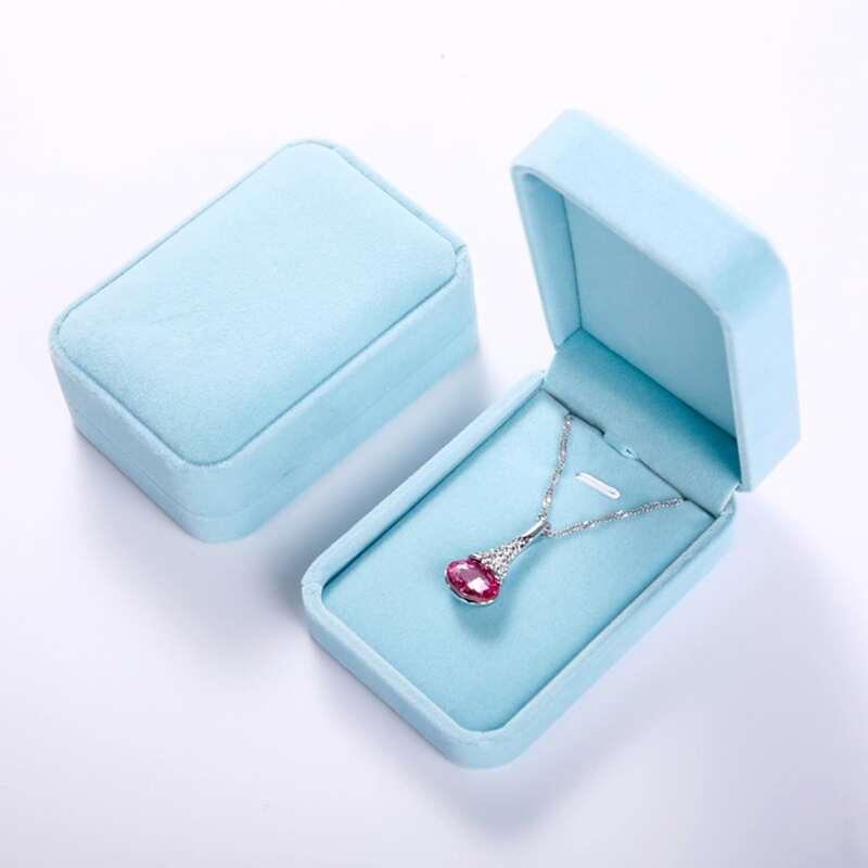 

1pc Velvet Necklace Display Box, Multicolor