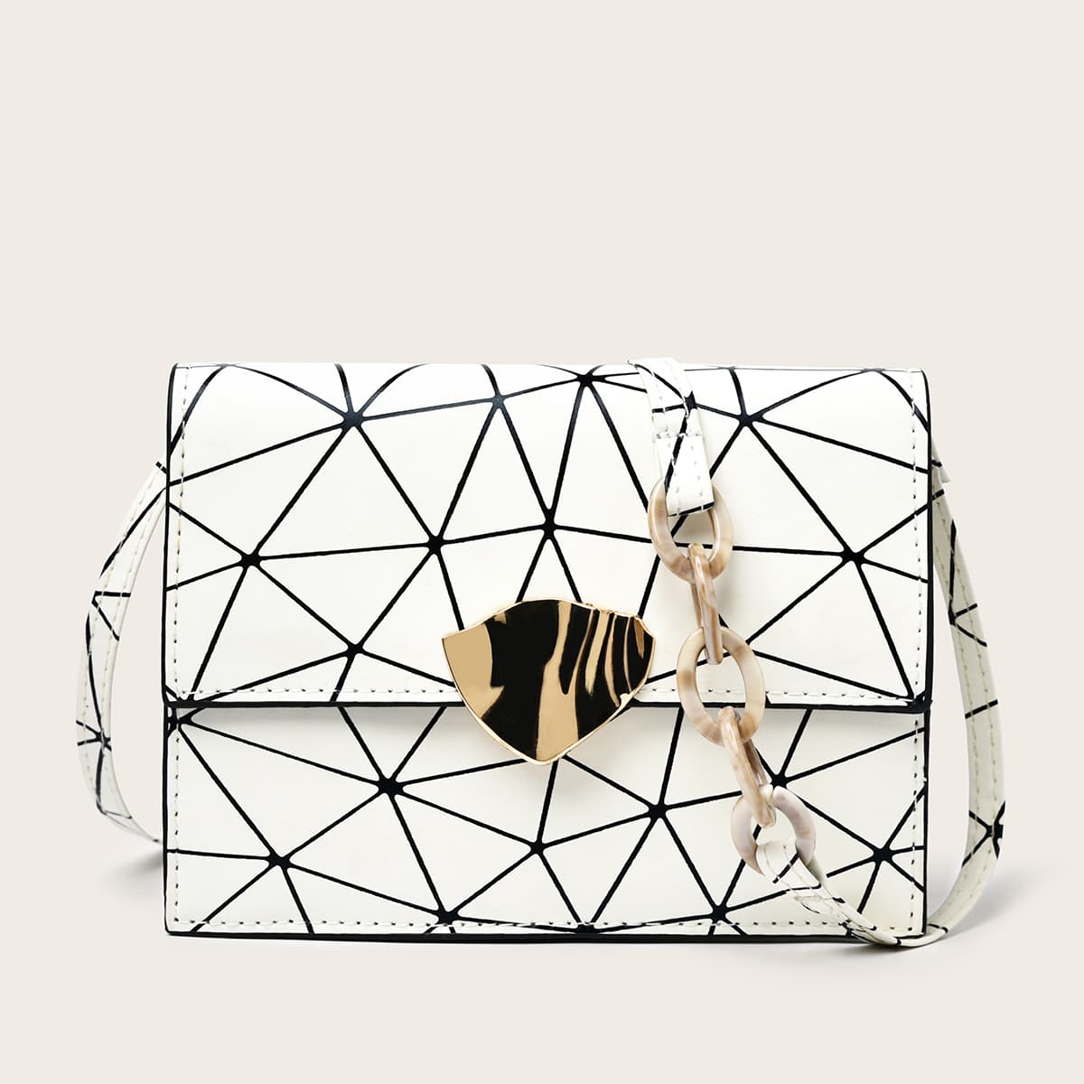 

Geo Flap Crossbody Bag, White