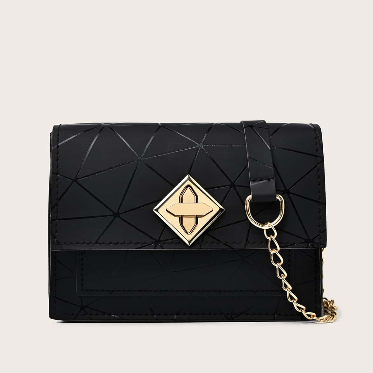 

Geo Flap Crossbody Bag, Black
