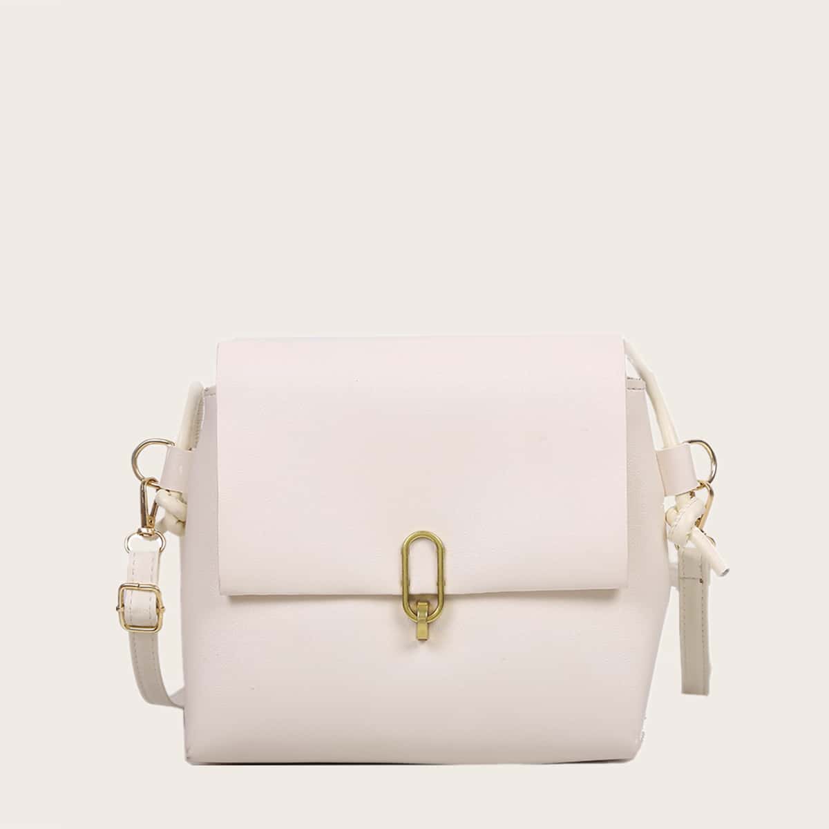 

Minimalist Flap Crossbody Bag, Beige
