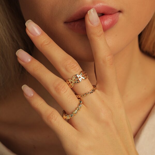 

3pcs Hollow Out Out Ring, Gold