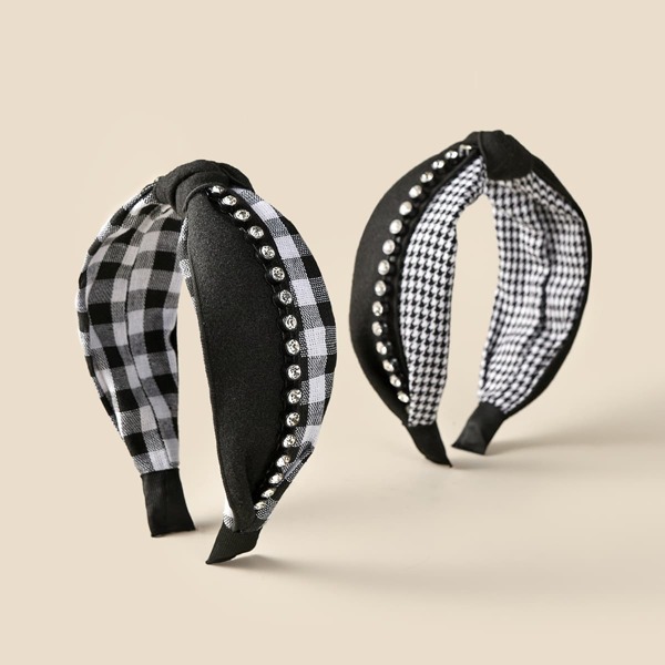 

Rhinestone Plaid Pattern Hair Hoop, Multicolor