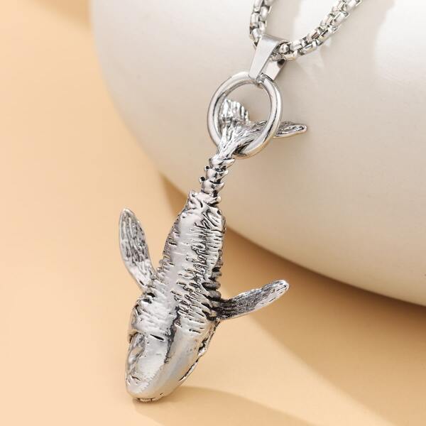 

Men Whale Charm Necklace, Silver