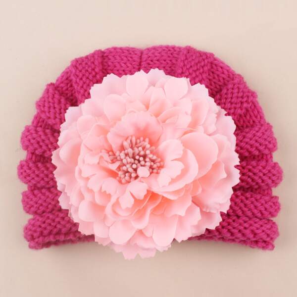 

Baby Flower Decor Turban Hat, Watermelon pink