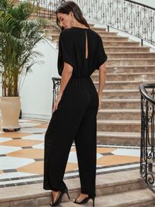 Jumpsuit Plain Casual - Hitam - View 2