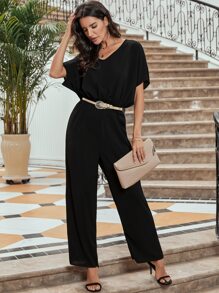 Jumpsuit Plain Casual - Hitam - View 3