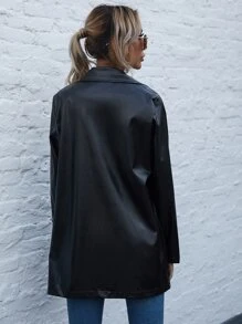 PU Leather Button Up Blazer