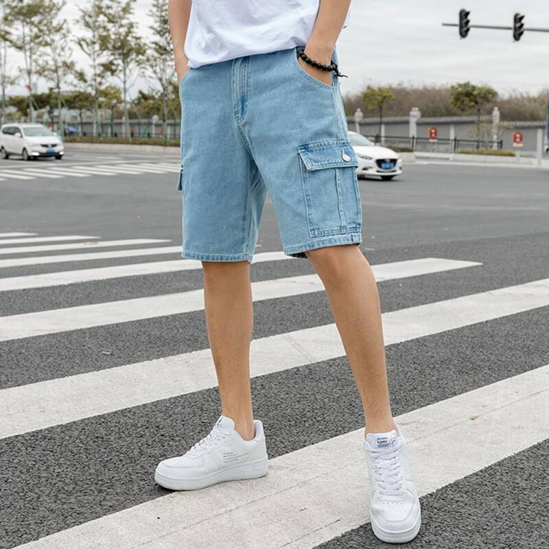 

Guys Flap Pocket Denim Shorts, Light wash