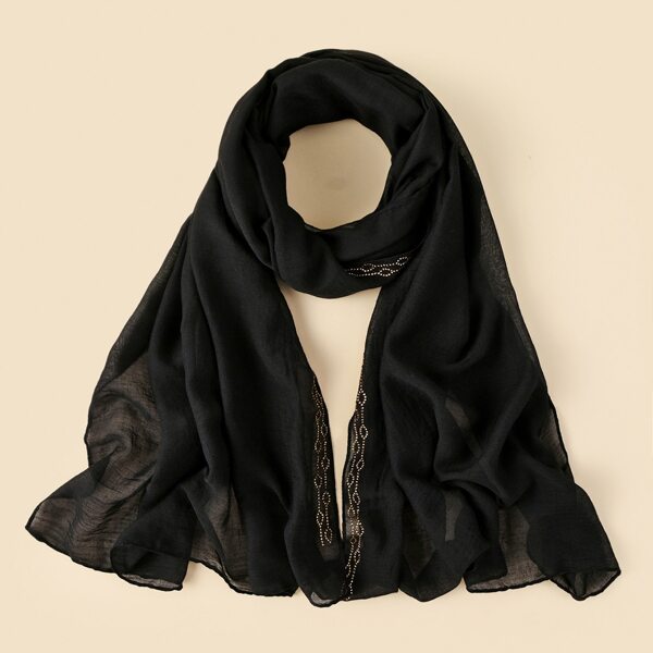

Rhinestone Decor Black Scarf